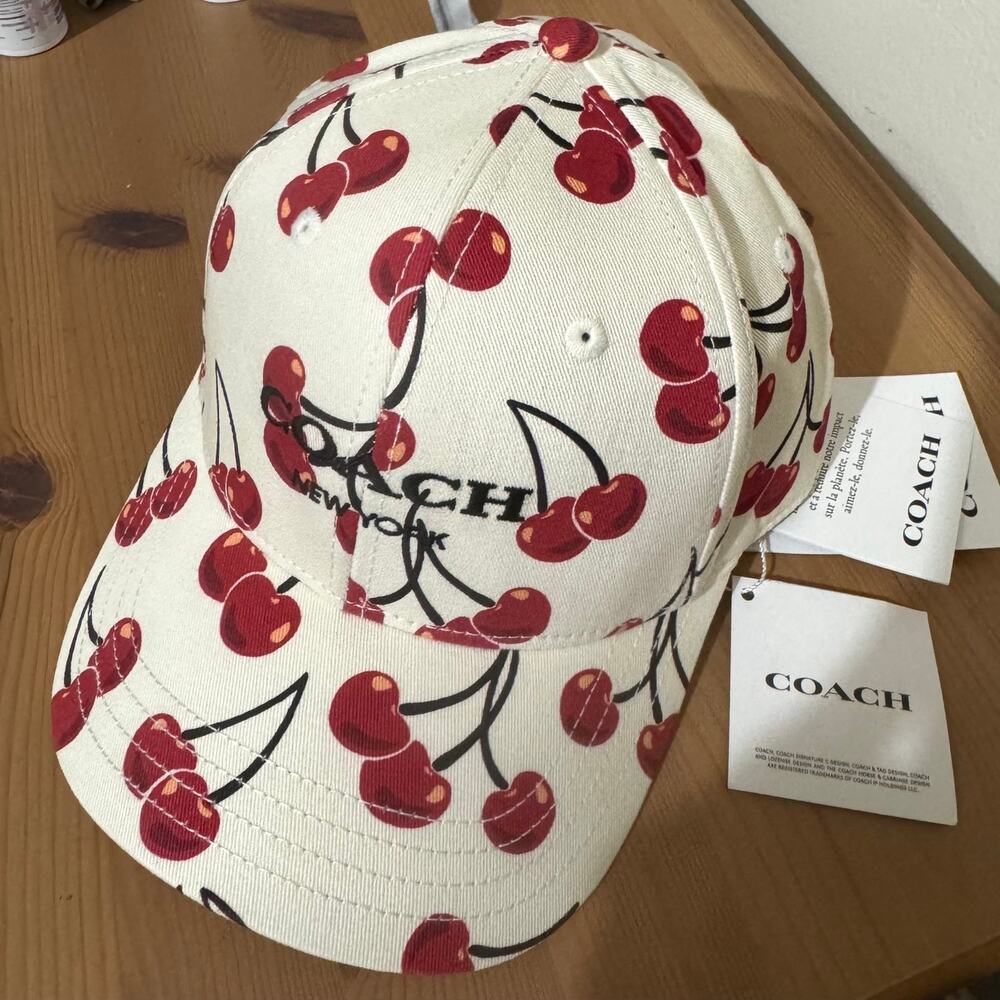 ๐ Coach Cherry Swirl Print Baseball Hat - Picture 2 of 10
